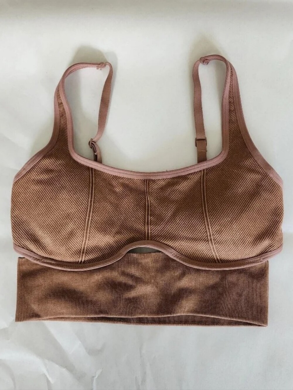 Aerie Ribbed Brown Sports Bra with Padding/Cups
